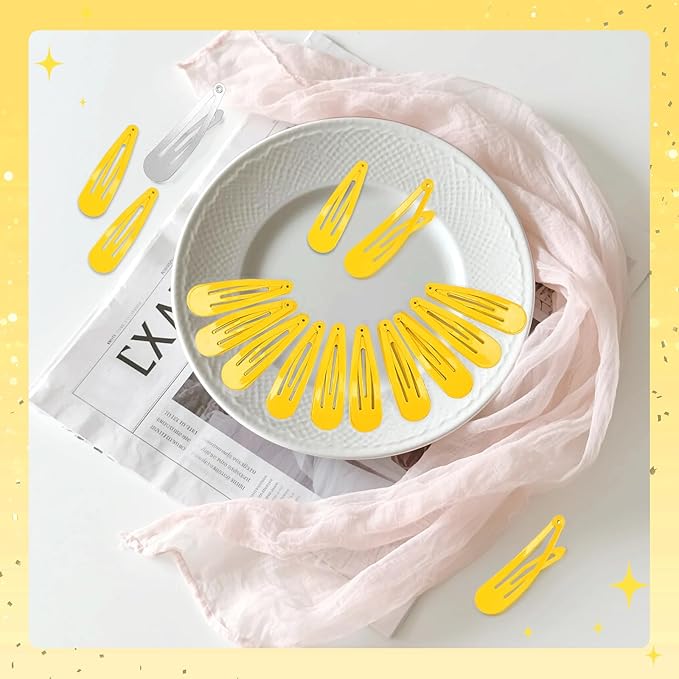 2 Inch Yellow Hair Clips Barrettes Metal Snap Clips for Women Durable Water Drop Ideal Hair Accessories for Hairdressing Wedding and Everyday Use 20 pcs