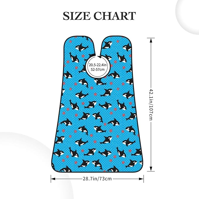 Waterproof Beard Trimming Bib, Non-Stick Hair Catcher for Men Shaving, Grooming Apron for Husband Dad, Cute Killer Whale Starfish Bubbles Dots Blue Shave Bib