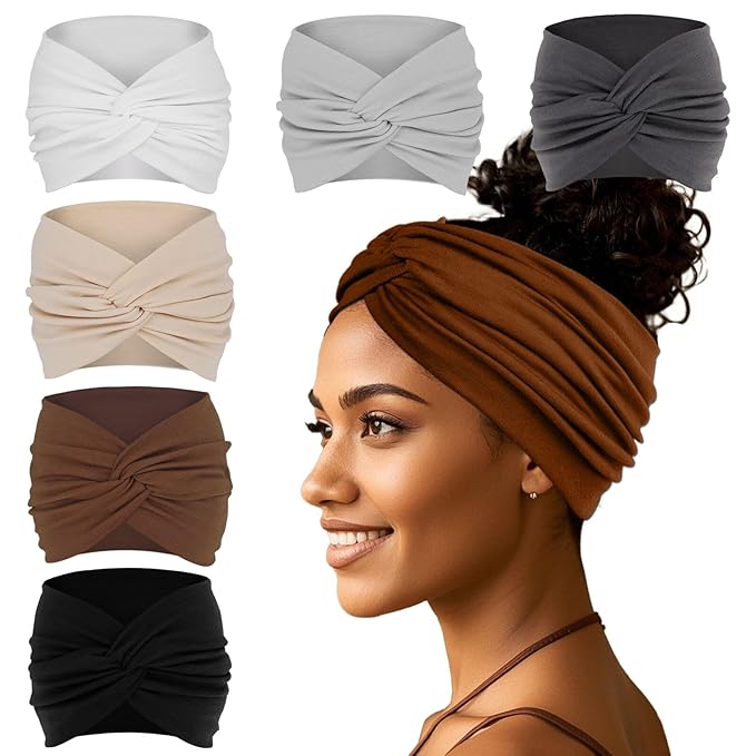 Wide Headbands For Women Extra Large Headband Twisted Knot Head Bands For Women's Hair Band Scarf Turban Accessories 6 Pack