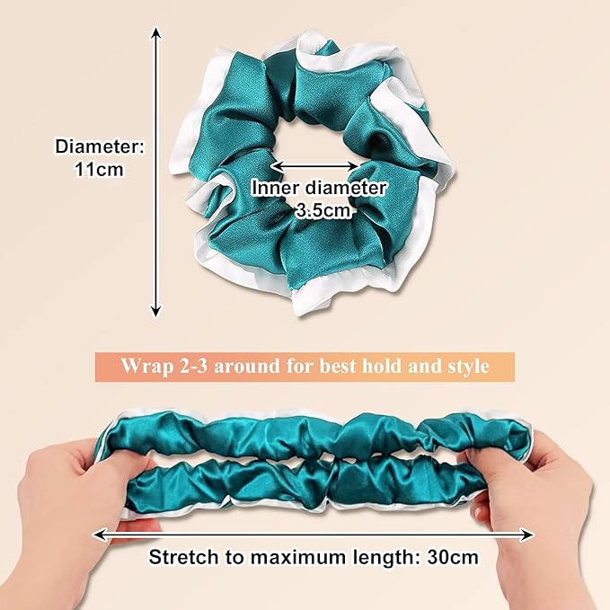 DAISYSILK Pure Mulberry Silk Hair Scrunchie for Women Gentle No-Crease Silk Hair Tie Smooth Elastic Ponytail Holder (Peacock Blue)