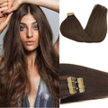GOO GOO Tape in Hair Extensions Human Hair, 4A Chocolate Brown, 24inch 50g 20pcs, Skin Weft Seamless Invisible, Silky Straight with Thick Ends, Remy Human Hair