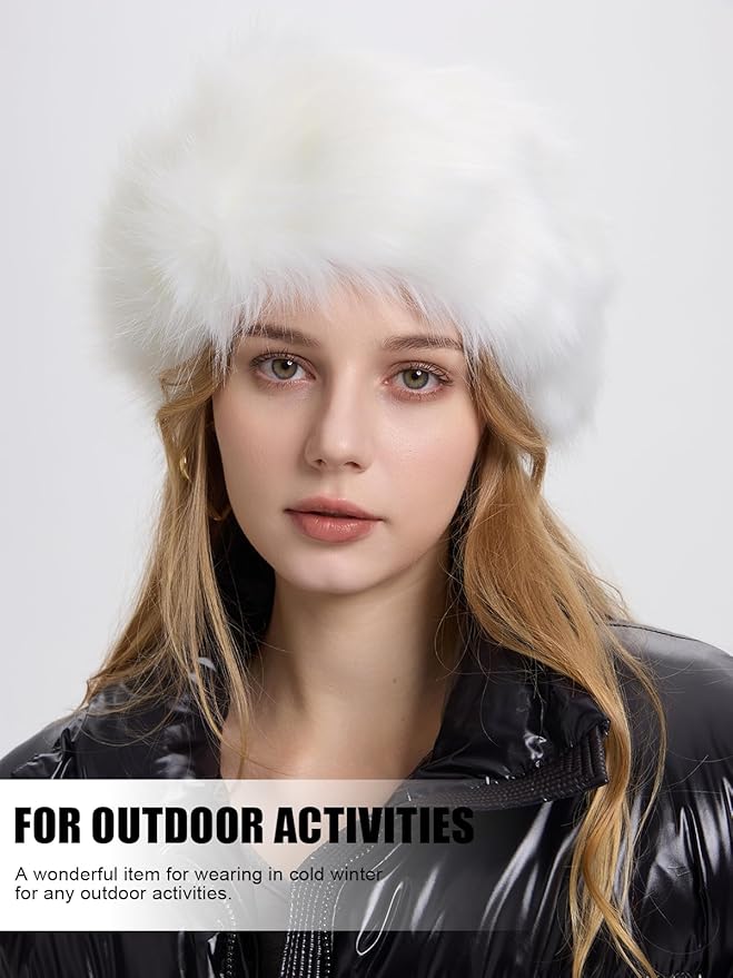 Faux Fur Headband for Women Elastic Fuzzy Thick Earmuffs Winter Headwrap Ear Muffs Furry Ear Warmers Cold Weather (Grey)