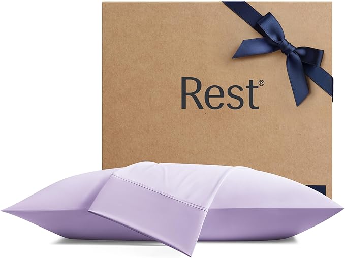REST® Evercool®+ Cooling Pillowcases King - 2 Pillowcases for Sensitive Skin, Silver Infused Fabric for Hygienic Sleep, Silky Smooth for Curly Hair, High Elastic for Snug Fit (19x35 inches)