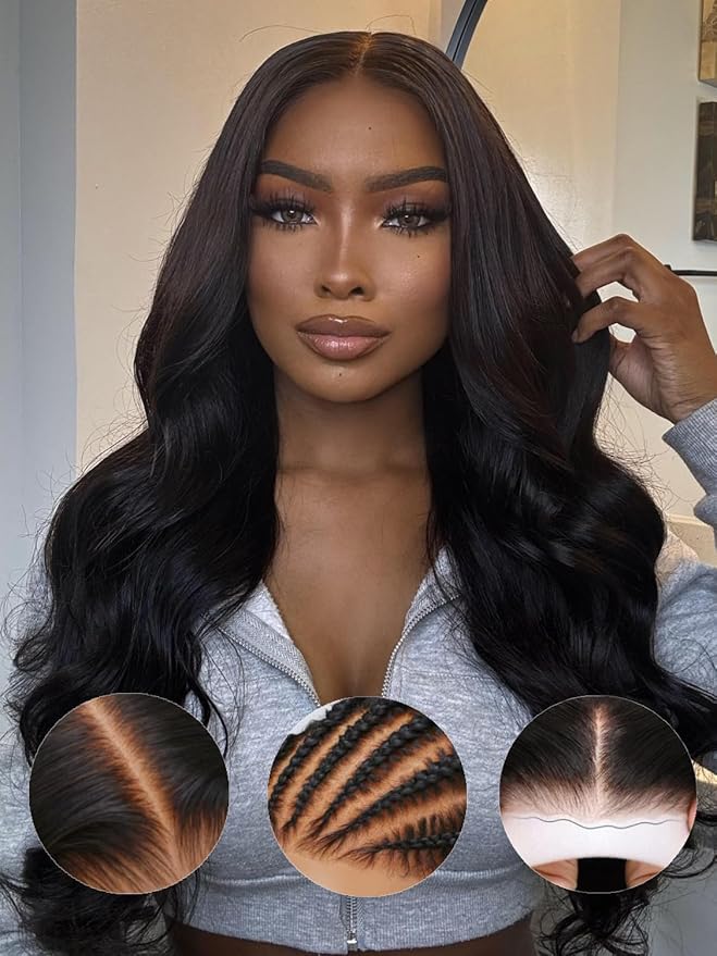 Julia Hair Body Wave Glueless 13x4 Lace Front Wigs Human Hair 12A Pre Cut Lace Frontal Wig Pre Bleached Bye Bye Knots Pre Everything Put on and Go 180% Density Fast Wear Wigs Natural Color 22 Inch