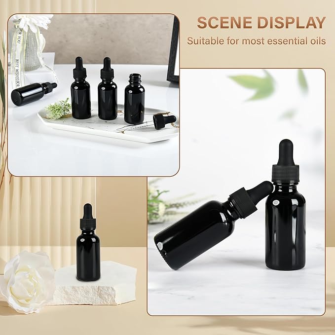 6 Pcs, 2oz Dropper Bottle, Black Glass Eye Dropper Bottle, Tincture Bottles with Dropper, Leak-Proof Design, Stronger Suction, for All Kinds of Mixed Liquids