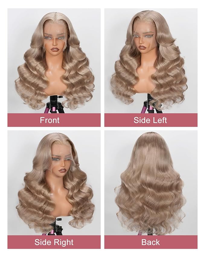 Alididi Ash Blonde Wig Human Hair 180% Density Milk Tea Ash Blonde Wig 13x6 Body Wave Hd Thin Lace Front Wigs Human Hair Full And Thicker Pre Plucked Pre Cut Natural Hairline With Baby Hair 30 inch