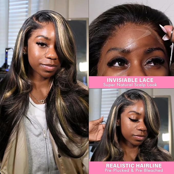 WOWANGEL 13x6 HD Lace Front Wigs Human Hair Body Wave Pre Plucked SKINLIKE 0.1mm Extremely Thin Real HD Lace Front Wigs 250% Density Glueless Human Hair Wigs for Women 22 Inch