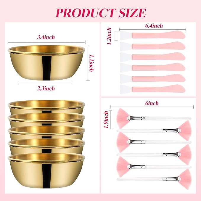 GRETJOB Professional Facial Bowls Set for Estheticians - 18 Pcs Mixing Bowls with Brush & Spatula | Facial Mask Mixing Kit for Spa & Home Use