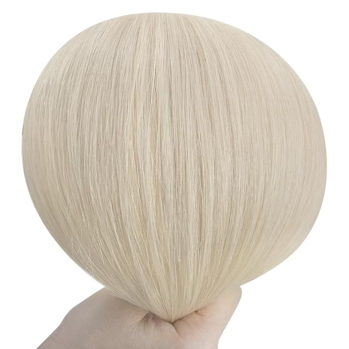 YoungSee Clip in Human Hair Extension Platinum Blonde Dyeable Human Hair Clip in Extensions White Blonde Clip ins Extension Real Human Hair Straight Add Volume 7Pcs 120G 14In