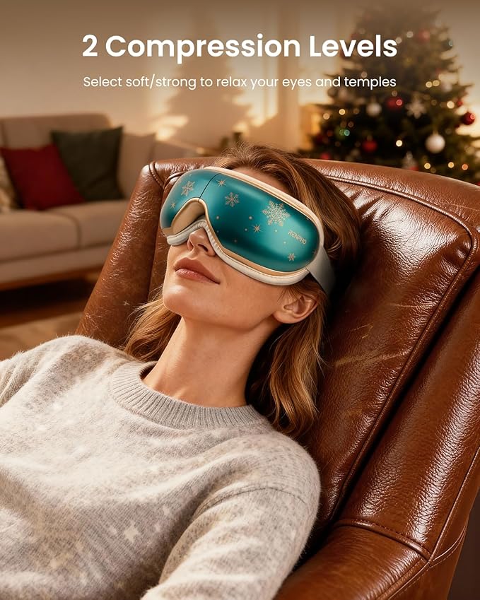 RENPHO Christmas Limited Edition Eye Massager with Heat, White Elephant Christmas Birthday Gifts for Mom Dad Women Men Her Him, Eye Mask for Migraine, Sleep Mask for Dry Eyes Relax Eyeris 1