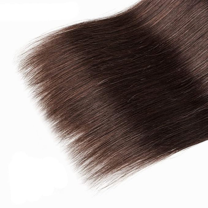 Color 4 Straight Bundles Brown Human Hair Bundle Niegmeag Peruvian Virgin Soft and Sikly Remy Hair 3 Bundles 22 24 26 Inch Chocolate Brown Color