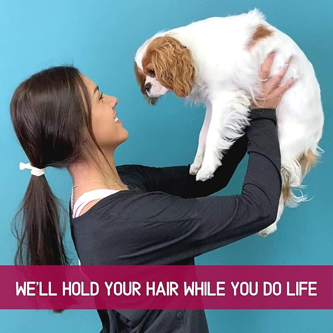 Kenz Laurenz Hair Ties 20 Elastics Ponytail Holder Set No Crease Ribbon Bands (Silver)