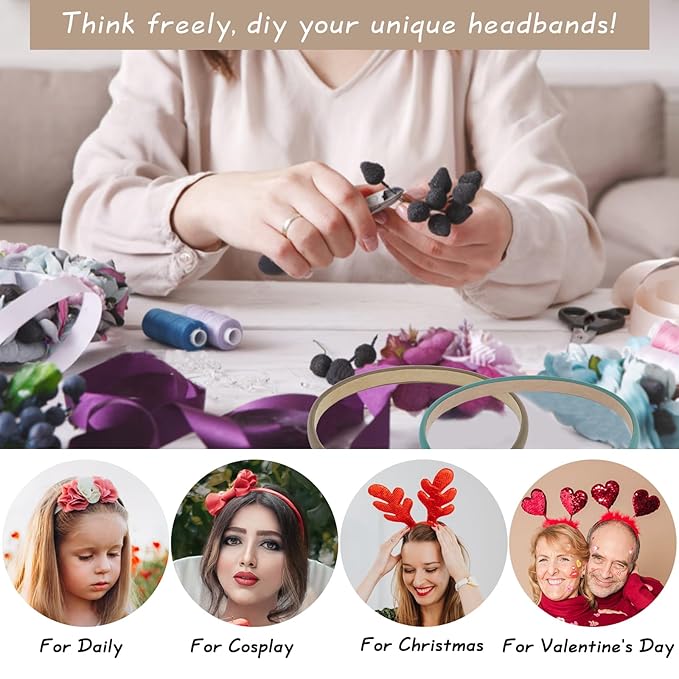 Wecoe Multicolored Narrow Satin Headbands, 10pcs Non Slip Fashion Hair Bands for Women & Girls' Hair - Holiday & DIY Costume Accessories