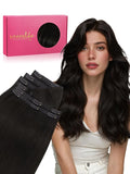 WENNALIFE Genius Seamless Clip in Hair Extensions Real Human 18 inch 120g 7 Pcs Natural Black Hair Extensions Clip Ins Luxury Remy De Cabello Humano Straight Invisible Fuller Reusable