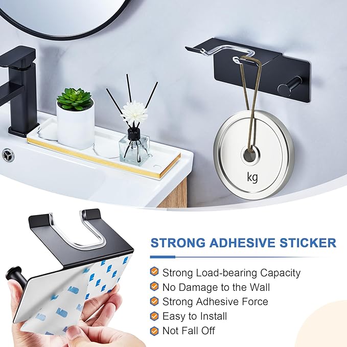 Hair Dryer Holder Wall Mounted, Blow Dryer Holder Adhesive, Metal Hairdryer Holder for Bathroom, Hair Tool Organizer with Plug&Cord for Cabinet Bathroom Bedroom Barber Shops