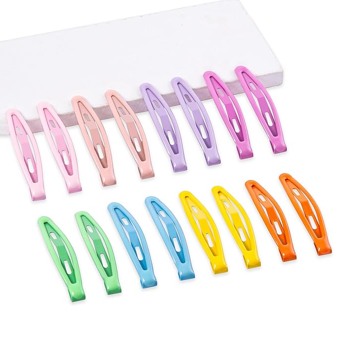 16 PCS Snap Hair Clips Metal Barrettes for Women Non Slip Barrettes for Thick and Thin Fine Hair,Bright Multicolor,2.36 x 0.43 Inches.