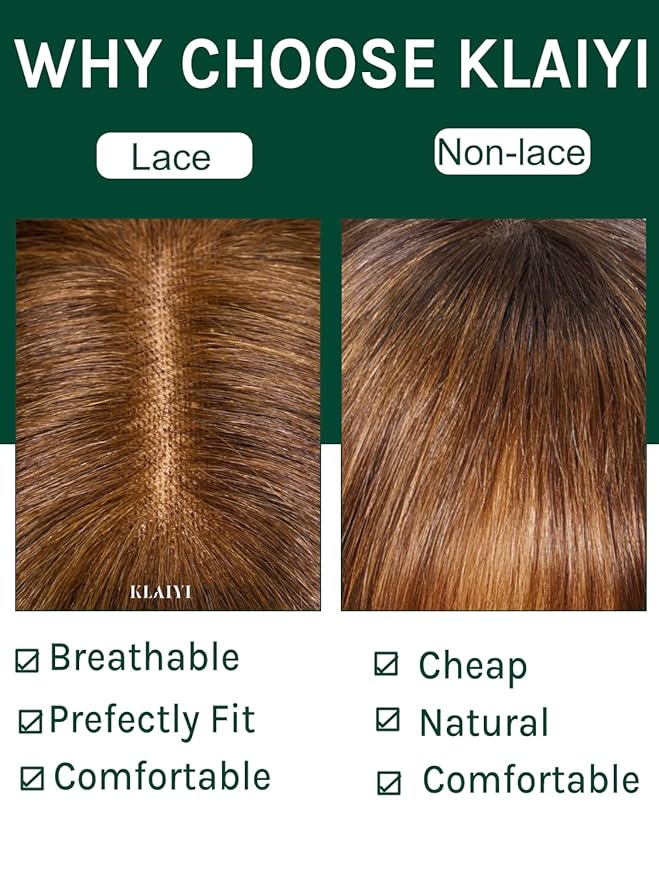 KLAIYI Brown Bob Wig Human Hair with Bangs Loose Body Wave Glueless 4x2 HD Transparent Lace Closure Chestnut Chocolate Brown with Highlight Blonde Ready to Wear and Go Beginner Wigs Pre Plucked 14Inch