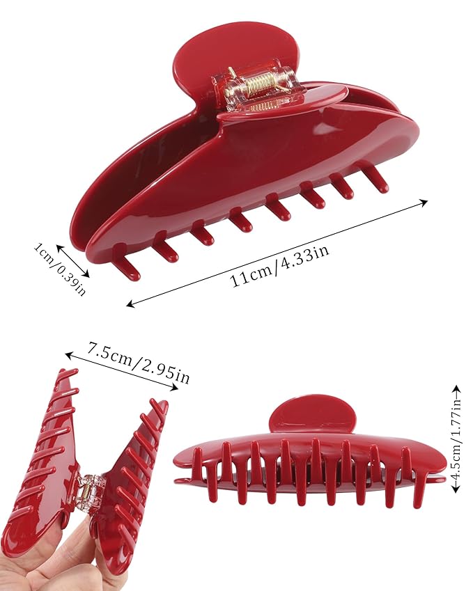 HAIMEIKANG Large Acetate 4 Inch Hair Claw Clip for Women - French Style Hair Claws for Thick Hair with Non-Slip Teeth, Hair Accessories for Updos, Buns & Ponytails