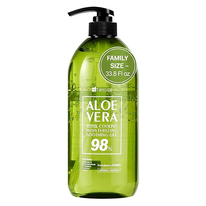 Aloe Vera Gel - for Sunburn Relief - Big 33.8oz / 1000ml - 98% Pure Aloe Vera - For Face, Skin and Hair - After Sun Care lotion - Sun Burn Moisturizer Cream (33.8 Fl oz)