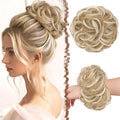 FESHFEN Messy Bun Hair Piece - Large Elastic Wavy Curly Hair Bun Scrunchies Ponytail Extensions Synthetic Chignon Hairpieces for Women, Dirty Blonde 1.94oz