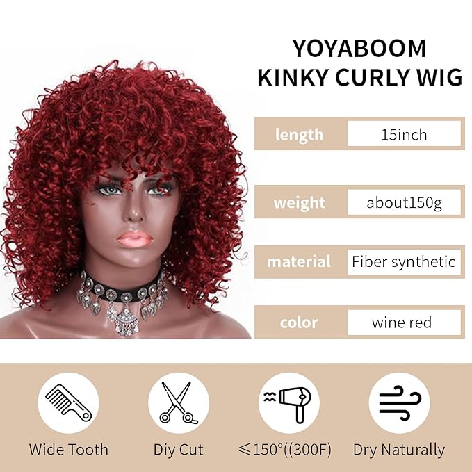 Afro Wig 15 Inch Black Women Afro Wigs African Curly Wigs Elastic Fluffy Wigs Synthetic Hair Suitable for Cosplay Daily and Party
