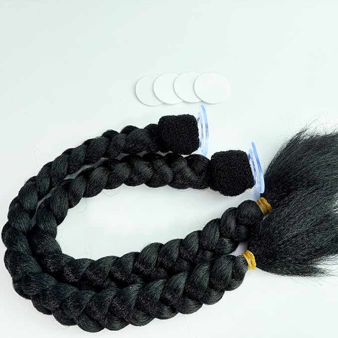 Braids Pigtails with Suction Cup for Motorcycle, Ski, Bicycle Helmet Decoration 2 Pieces