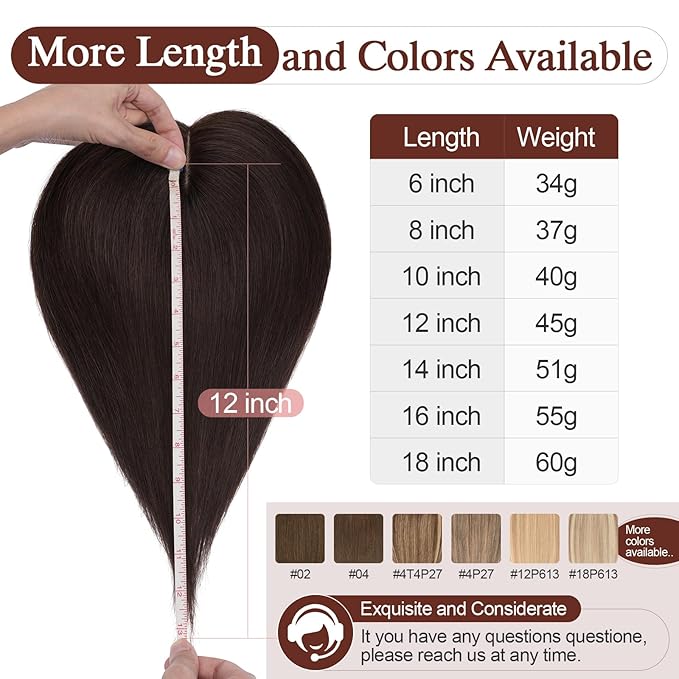 SEGO Hair Topper for Women, No Bangs Real Human Hair Topper with Anti-Slip Clips (8 Inches #Grey)