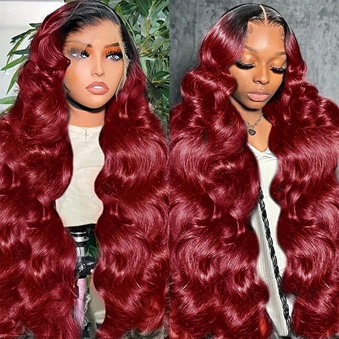 AMIRTY 250 Density Burgundy Lace Front Wigs Human Hair Wine Red Colored 13x6 1B/99J HD Lace Frontal Wigs Human Hair Wigs for Women Pre Plucked with BabyHair 30 Inch