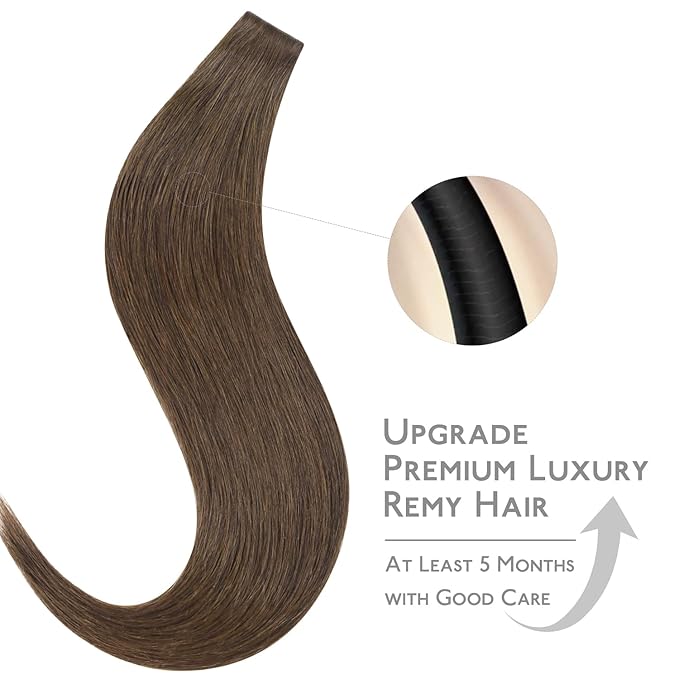 WENNALIFE Invisi Edge Tape in Hair Extensions Human Hair, 18 Inch 25g 10pcs Cool Ash Brown Invisible Luxury Remy Hair Extensions Natural Seamless Injected Tape Straight Extensiones De Cabello Humano