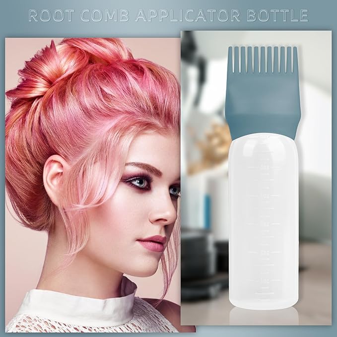 BLAAROOM Root Comb Applicator - 6 Oz, 2 Pack Hair Oil & Dye Bottle with Root Comb Brush - Green