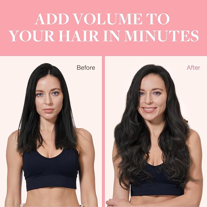 GOO GOO Clip in Hair Extensions Real Human Hair, Remy Human Hair Extensions Clip ins for Women, Natural Human Hair, 22inch 120g 7Pcs, 1B Natural black