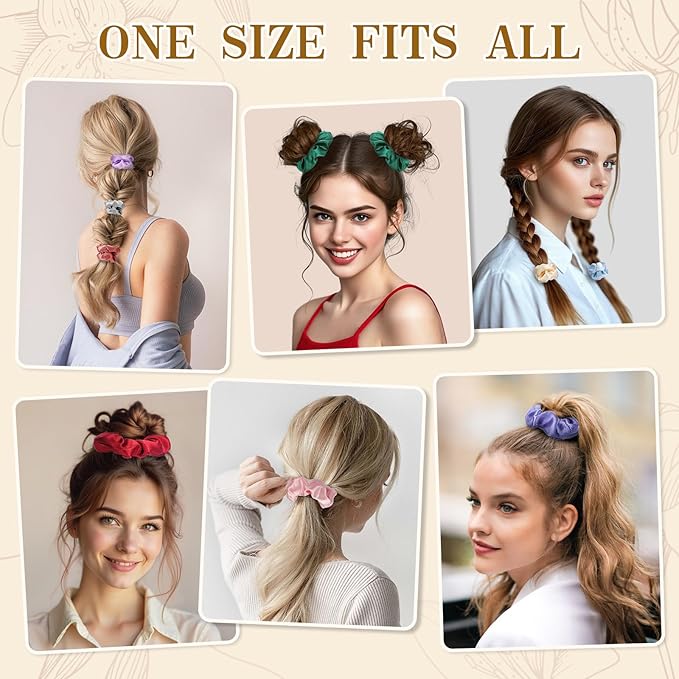 OCATO Scrunchies Birthday Gifts for Women: Silk Satin Scrunchies 24Pcs Hair Scrunchie for Women Girls Hair Bands Hair Ties Hair Accessories Scrunchy Party Favors Mothers Day Gifts for Mom Her