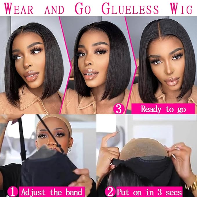 bob wigs human hair 16 Inch glueless wig human hair 180% Density glueless wigs human hair pre plucked pre cut 4x6 HD Transparent Frontal Wigs Human Hair Lace Front Wigs for Women