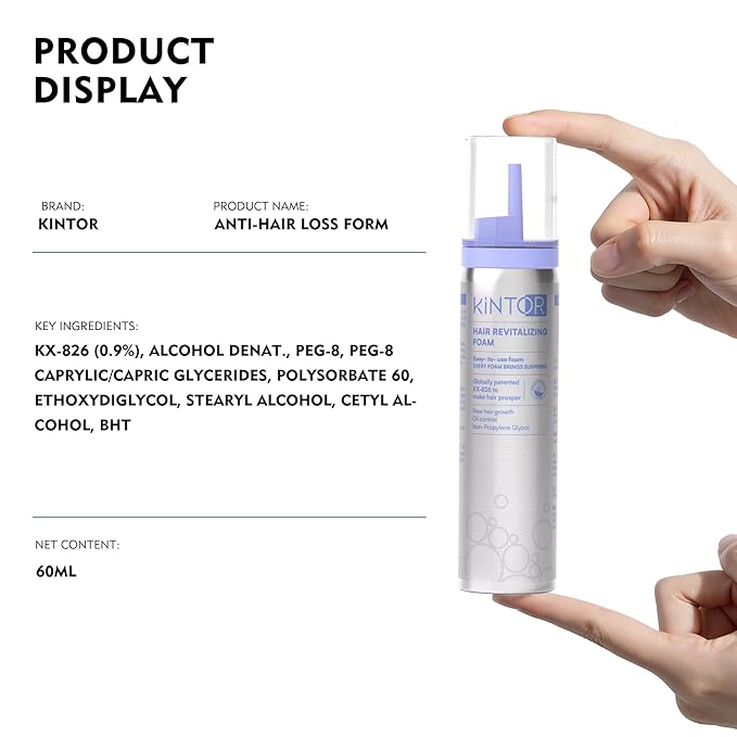 0.9% KX-826 KINTOR Hair Growth Products Foam, DHT Blocker for Men & Women Hair Regrowth, 300ml Pro