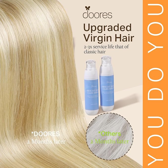 DOORES Human Hair Extensions Clip in, Dirty Blonde Highlight Golden Blonde 150g 9pcs 22 Inch Remy Natural Straight Silky