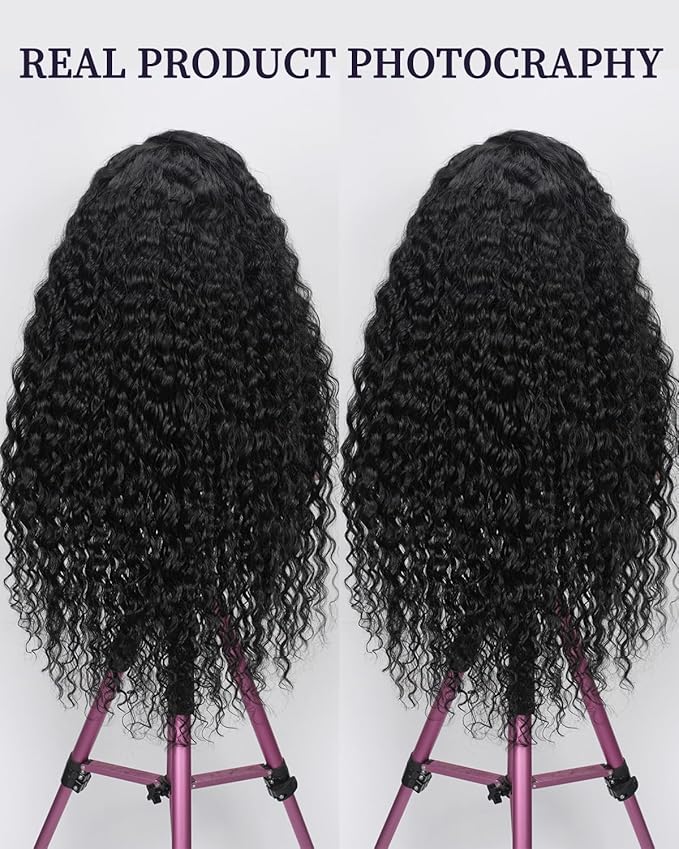 34Inch 13x6 Deep Wave Lace Front Wigs Human Hair 180% Density Curly Human Hair Wig Pre Plucked Wet and Wavy human hair wig for Women HD Lace Frontal Wigs with Baby Hair