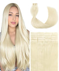 SURNEL Injected Tape in Hair Extensions Human 16 Inch Platinum Blonde Seamless Remy Invisible Tape in Extensions 20 Pcs 35g(#60,16)
