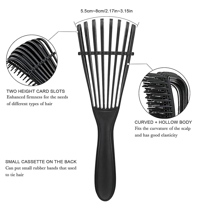 2 Pieces Detangling Brush for Afro America/African Hair Textured 3a to 4c Kinky Wavy/Curly/Coily/Wet/Dry/Oil/Thick/Long Hair, Knots Detangler Easy to Clean (Black)