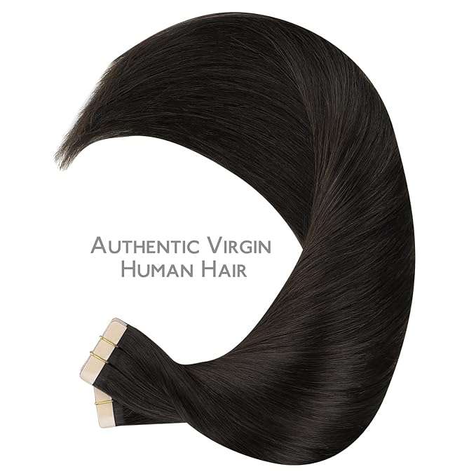 WENNALIFE Tape in Hair Extensions, 40pcs 60g 10 Inch Dark Brown Straight Human Hair, Invisible Reusable Real Extensions