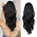 Ponytail Extension, Black Drawstring Ponytail Extension for Women Long Wavy Pony Tails Hair Extensions Synthetic Wavy Clip in Ponytail Hairpiece for Women, 20 Inch