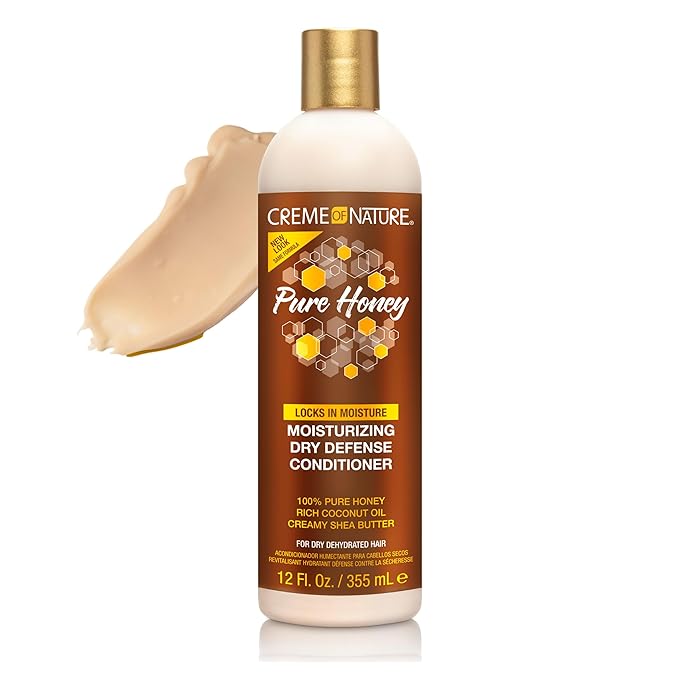 Creme of Nature Pure Honey Moisturizing Dry Defense Conditioner, Hydrates, Detangles & Softens Dry Hair, Haircare Gift for Women, Sulfate-Free, 12 oz