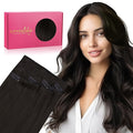 WENNALIFE Invisi Edge Clip in Hair Extensions Real Human Hair, 16 Inch 130g 7pcs Dark Brown Seamless Clip in Extensions Remy Hair Clip Ins Invisible PU Skin Weft Straight Extensiones De Cabello Hmano