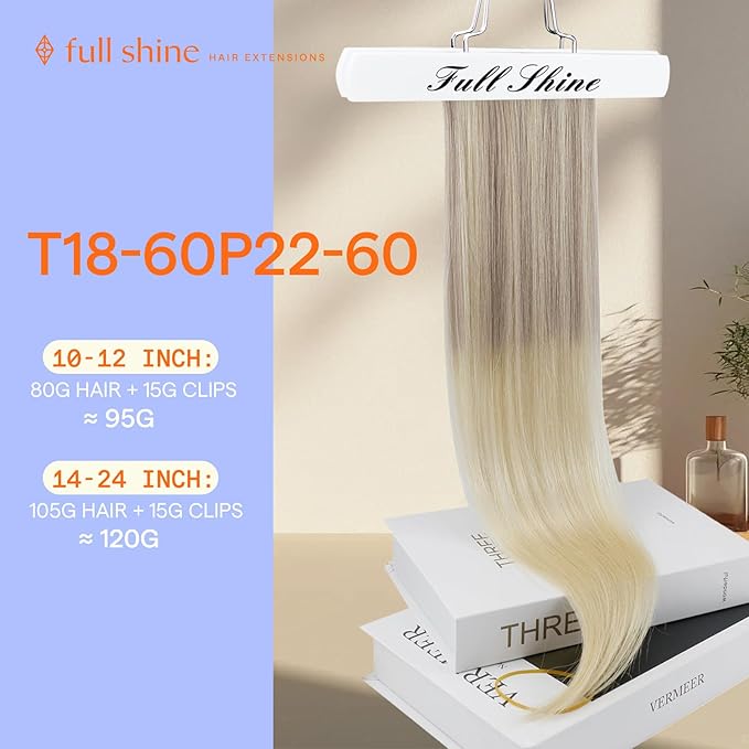 Full Shine Blonde Highlight Clip in Hair Extensions Blonde Hair Extensions Clip in Human Hair Balayage Human Hair Extension for Women for Long Hair 7 Pcs 22 Inch 120 G