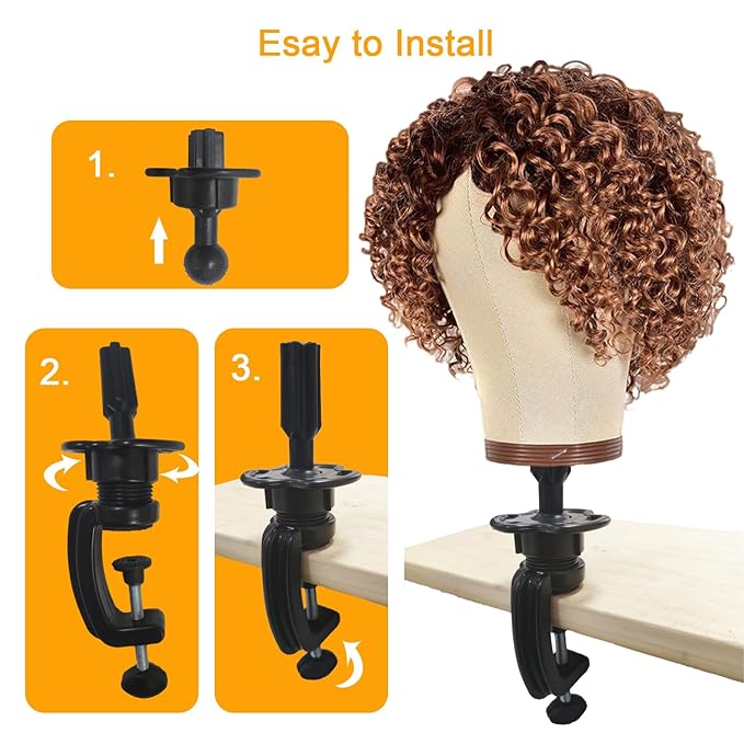 Wig Stand Mannequin Head Holder 3 Pack Black Cosmetology Manikin Stand Mannequin Head Holder Clamp Wig Head Stand Holder for Table Training