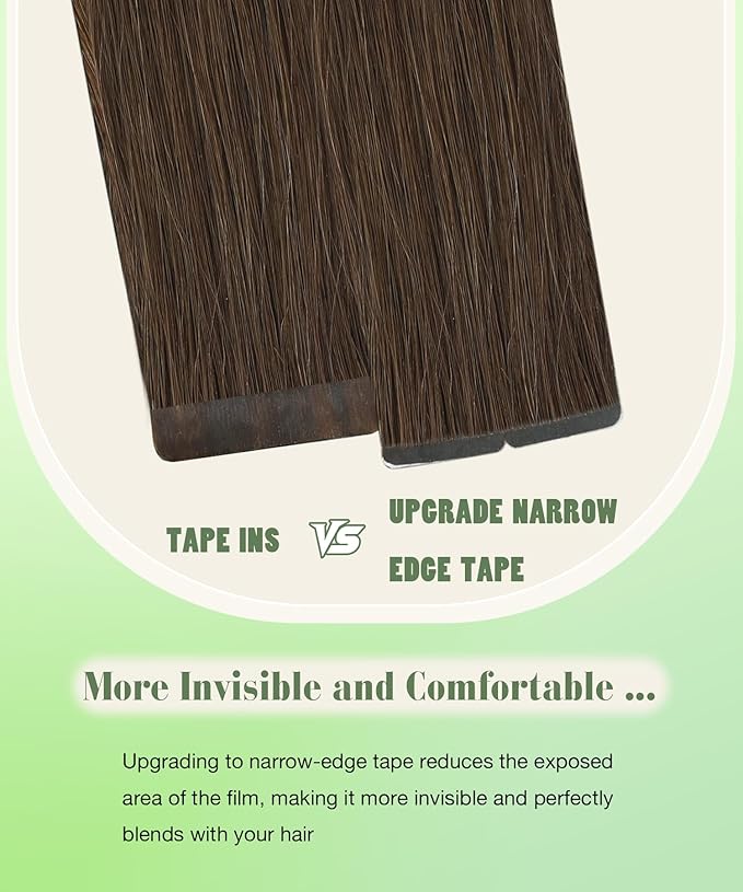 SURNEL Tape in Hair Extensions Human Hair 14 inch 20pcs 50g Straight Tape inHair Extensions Color 4 Medium Brown Hair Extensions(#4-14)