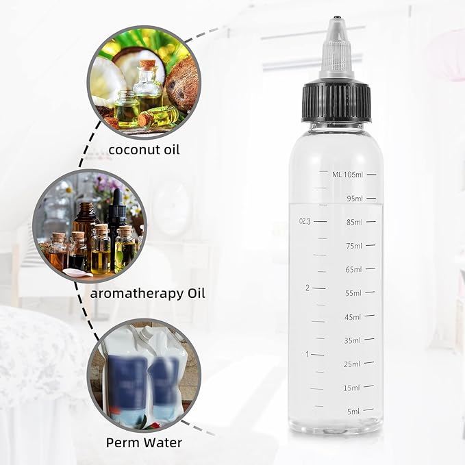 driew Applicator Bottles for Hair, 16.9oz Hair Squeeze Bottle for liquids Twist-On Top Tip Cap with Ratio Graduated Scale Color Applicator Bottle Dye Pack of 2 (4oz)