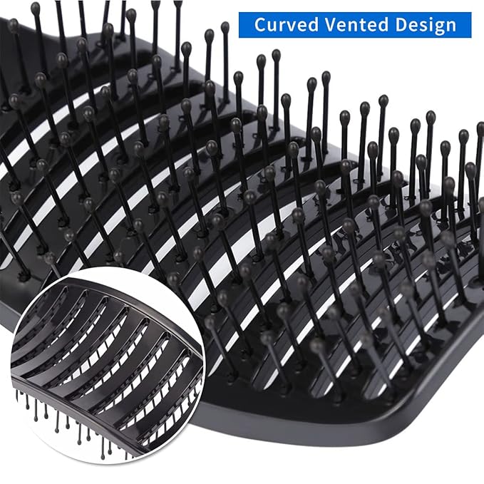 Vent Blow Dryer Hair Brush, Women Thick Long Curly Paddle Detangling Massage Brush, Fast Drying Straight Volume Comb, Curved Anti Static Styling Tool for Wet/Dry Hair