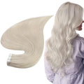 Full Shine Hair Extensions Tape in 22 Inch Color 1000 White Blonde Thick Tape in Extensions Double Sided Skin Weft Remy Human Hair Silky Straight 20 Pcs Invisible Add Length for Women 50Gram