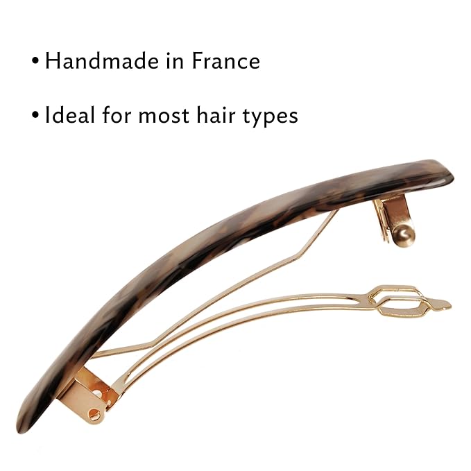 Earthy Stone Hair Barrette for Thin Hair, Classic Rectangle French Barrette for Women, Lightweight and Comfortable, Strong Hold, Lasco | France Luxe