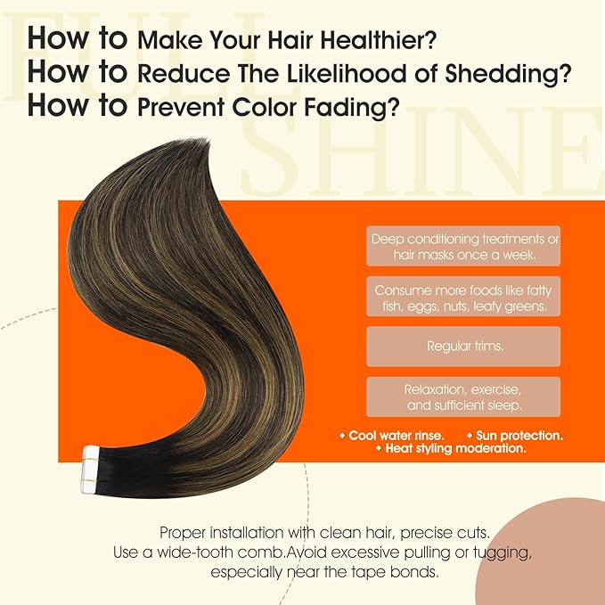 Full Shine Ombre Tape in Extensions Human Hair Color Balayage 1B/6/1B Hair Extensions Tape ins Invisible Tape ins Human Hair Extensions 16 Inch Seamless Straight Extension 50Gram 20Pcs for Party